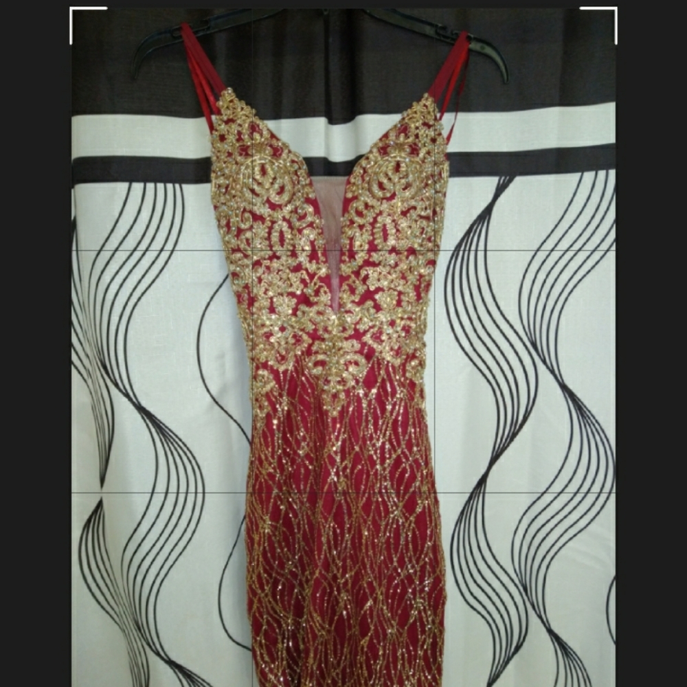 Prom Red Gold Dress